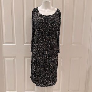 Max & Cleo long sleeve animal print dress in black and tan size medium
